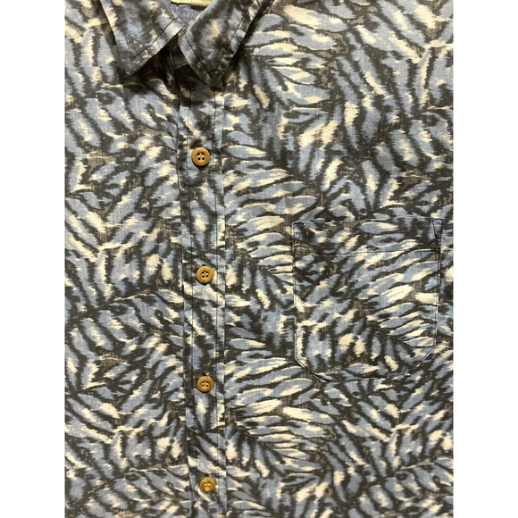 Dockers Hawiian Tropical Shirt L Men Blue White Floral Button Front Short Sleeve - Picture 4 of 9